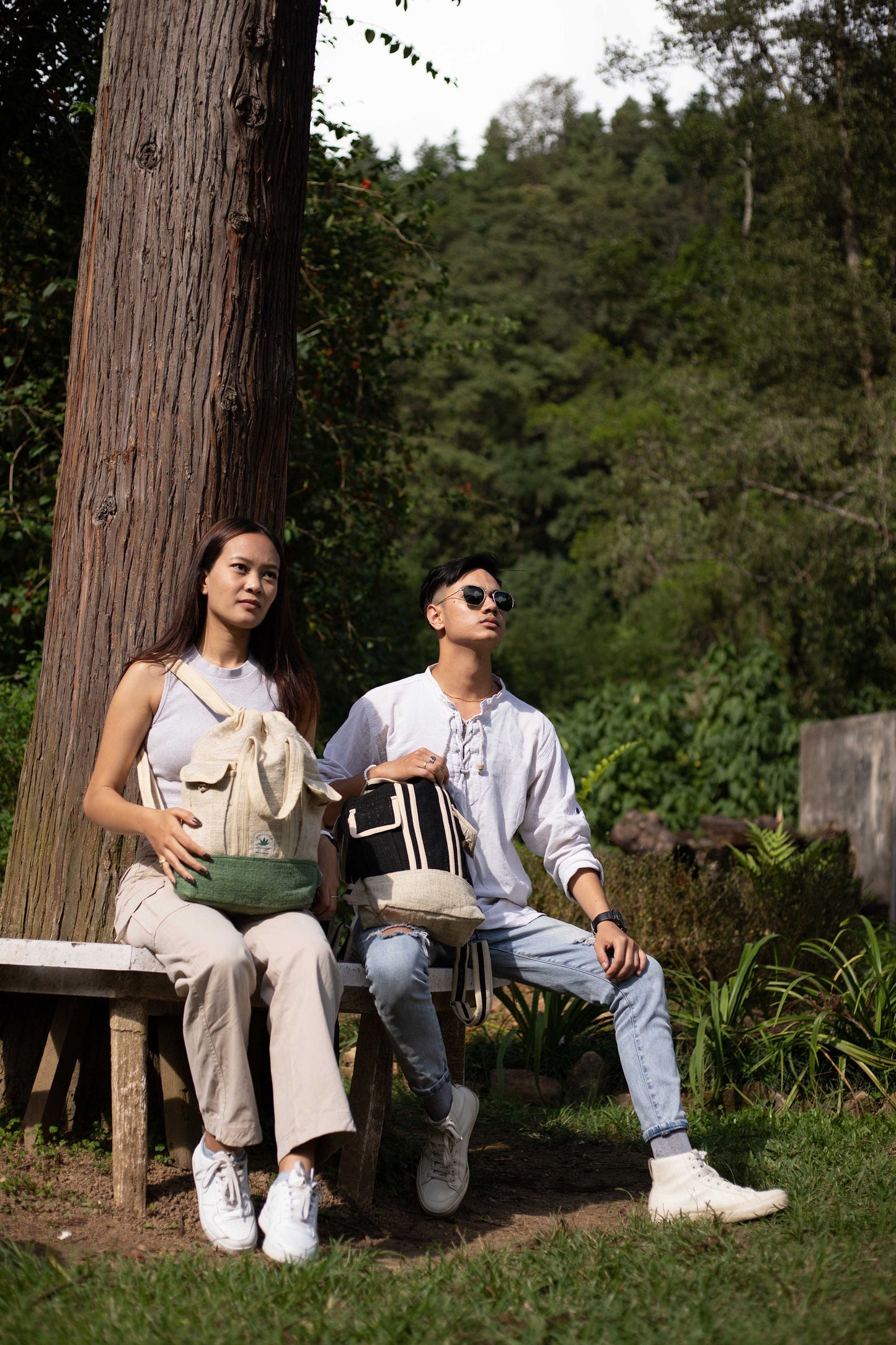 Handmade Hemp Drawstring Backpack: Eco-Friendly Hippie Bag