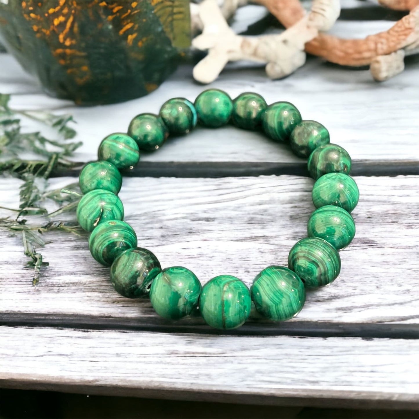 Handcrafted Malachite Bracelet: Natural Gemstone Jewelry
