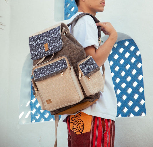 Fairtrade Cotton Aztec Print Backpack - Durable Unisex Hippie Bag for Holidays and Everyday Use