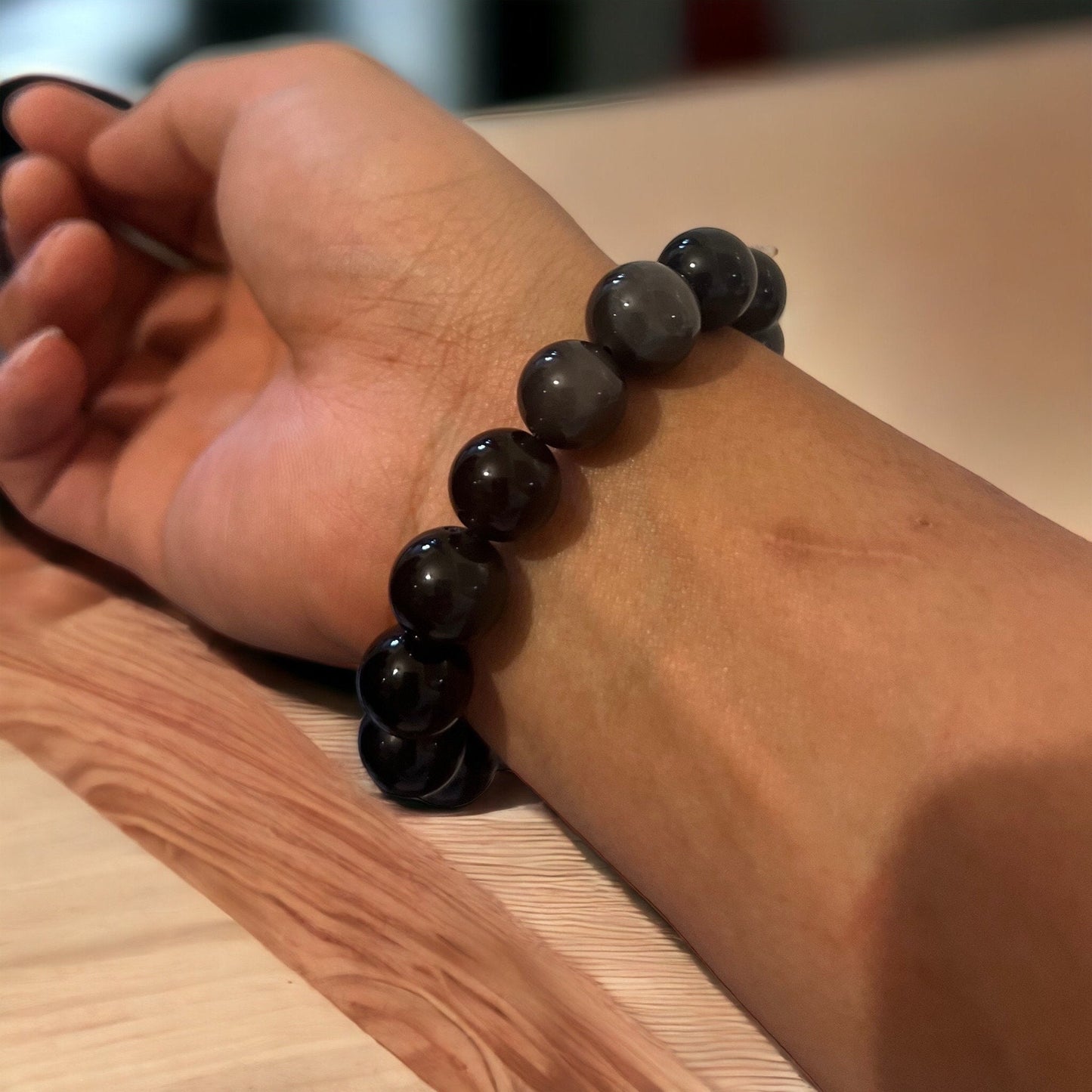 Handcrafted Rainbow Obsidian Bracelet: Gemstone Elegance