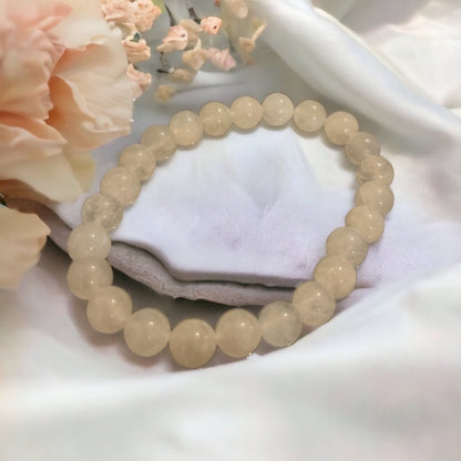Handmade Crystal Beaded Bracelet - Moonstone, Amethyst, Rainbow Rutile