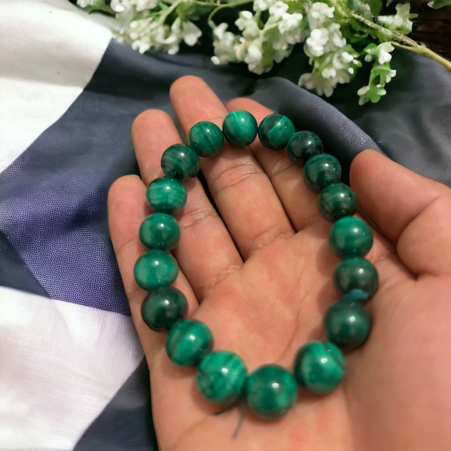Handcrafted Malachite Bracelet: Natural Gemstone Jewelry
