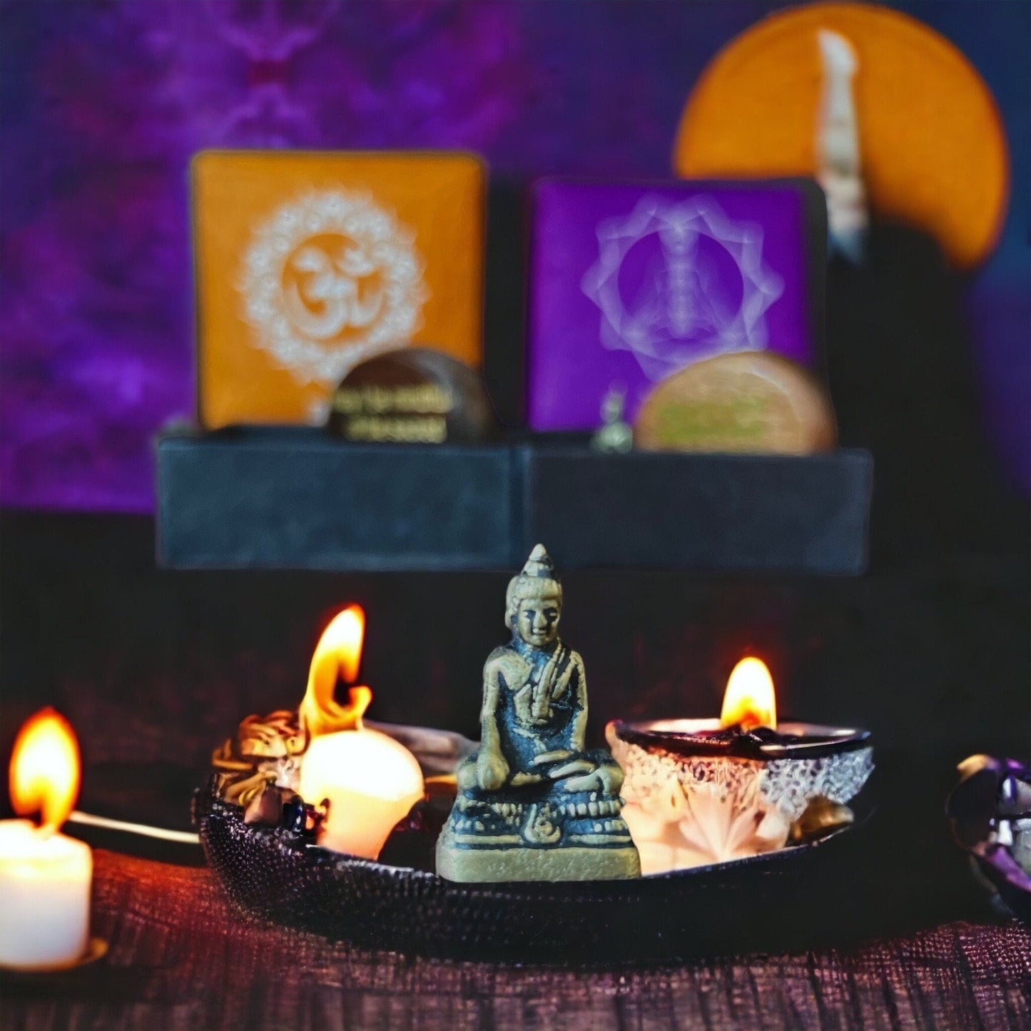 Affirmation Gift Box: Mini Buddha Statue, Handcrafted Home Decor