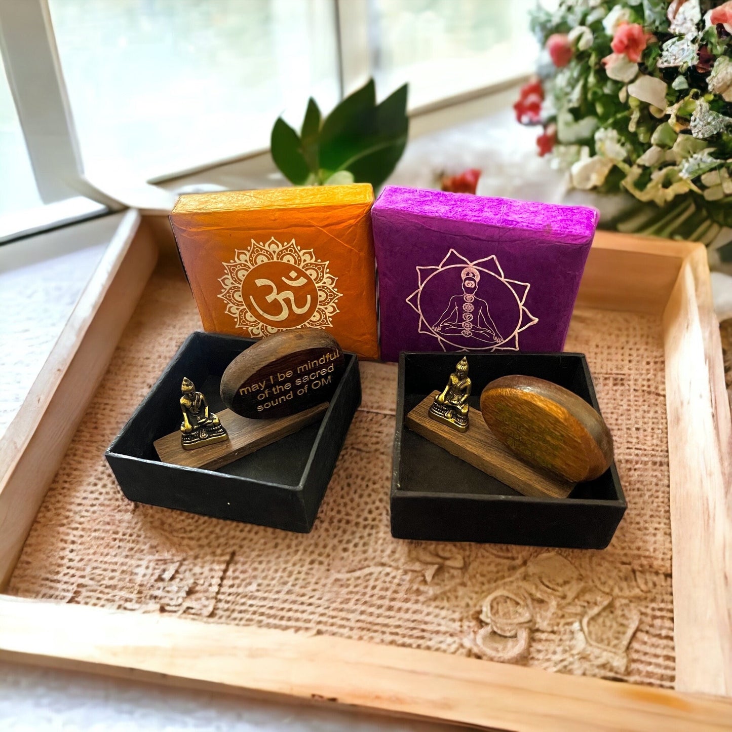 Affirmation Gift Box: Mini Buddha Statue, Handcrafted Home Decor