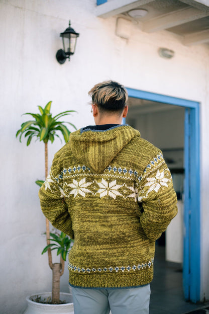 Handmade Wool Fleece Lined Knitted Jacket: Nepali Winter Hoodie