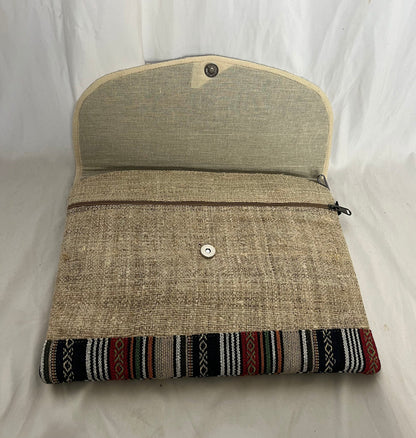 Eco-Friendly Handmade 13.5 Inch Hemp Laptop Case Bag for Travel - Handcrafted in Nepal.