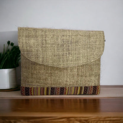 Eco-Friendly Handmade 13.5 Inch Hemp Laptop Case Bag for Travel - Handcrafted in Nepal.