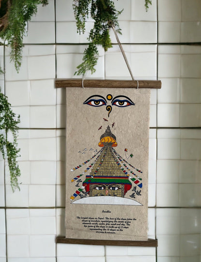 7 Chakra Wall Hanging, Lokta Paper Scroll, Boho Yoga Meditation Decor