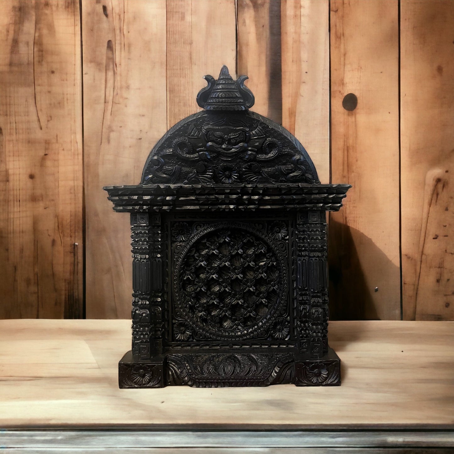 Exquisite Hand Carved Wooden Antique Nepal Window Design Showcase - Unique Artisan MasterpieceHome Decor