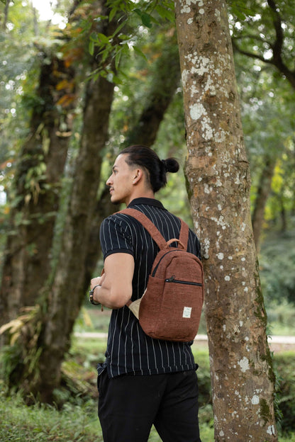 Handmade Mini Hemp Backpack: Small Festival Backpack with Zip Pockets