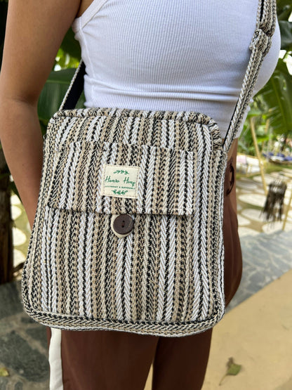 Handmade Hemp Crossbody Bag: Hippie Festival Flap Bag