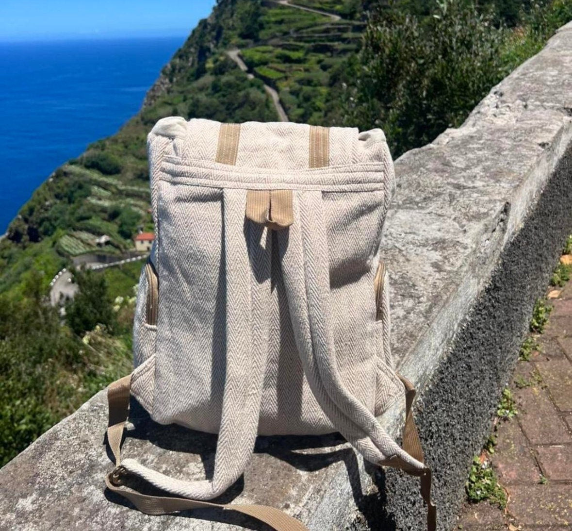 Handmade Cotton Travel Backpack: Eco-Friendly Nepal Rucksack