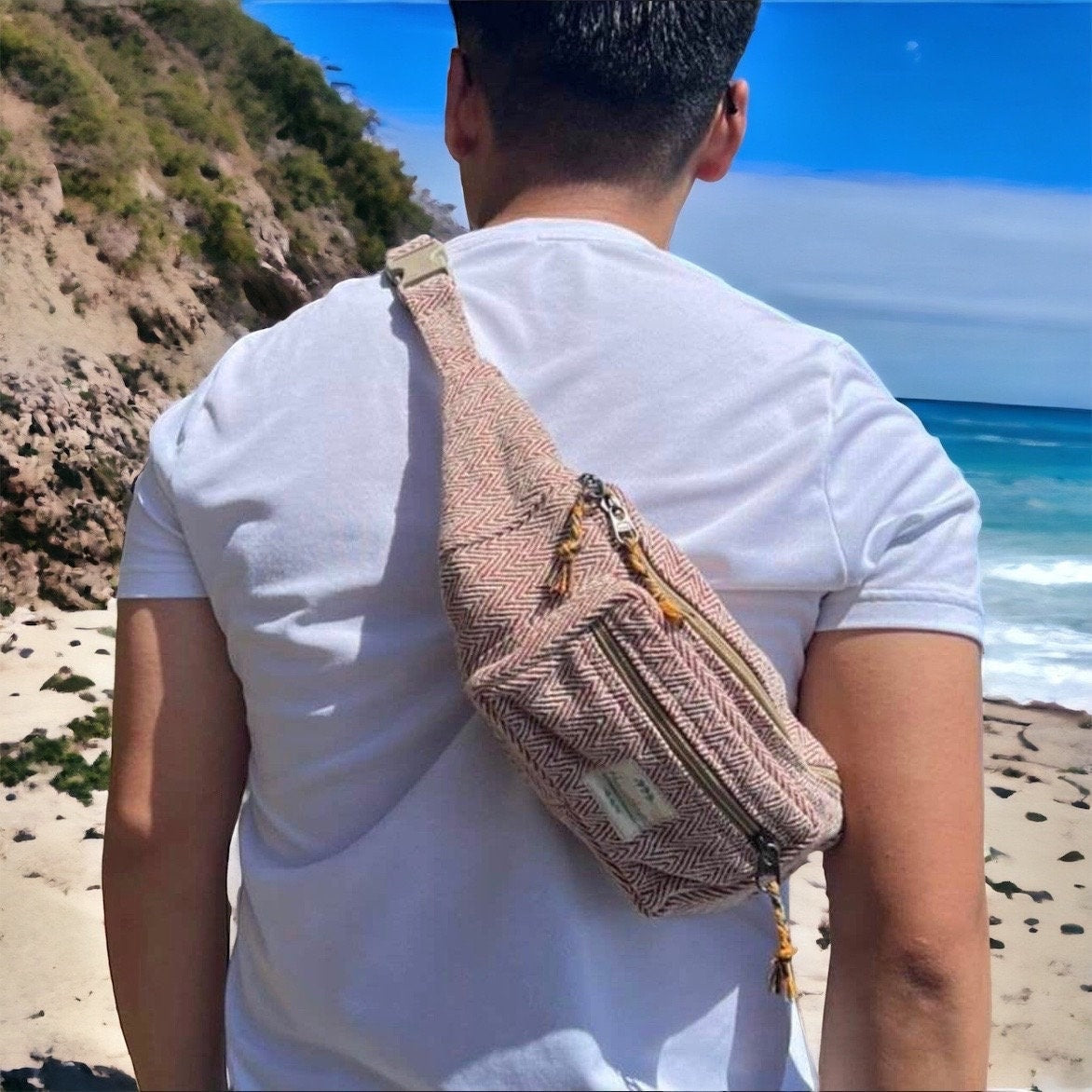Cotton Bum Bag: Handmade Hippie Festival Shoulder Bag