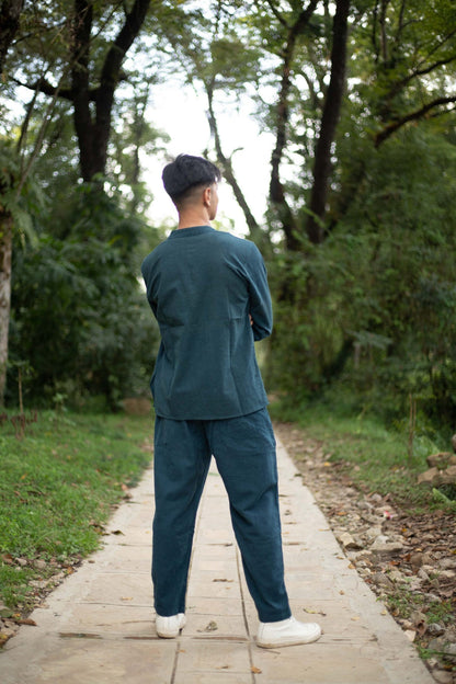 Hemp Cotton Trouser Set: Nepalese Stone Washed Kurta Shirt