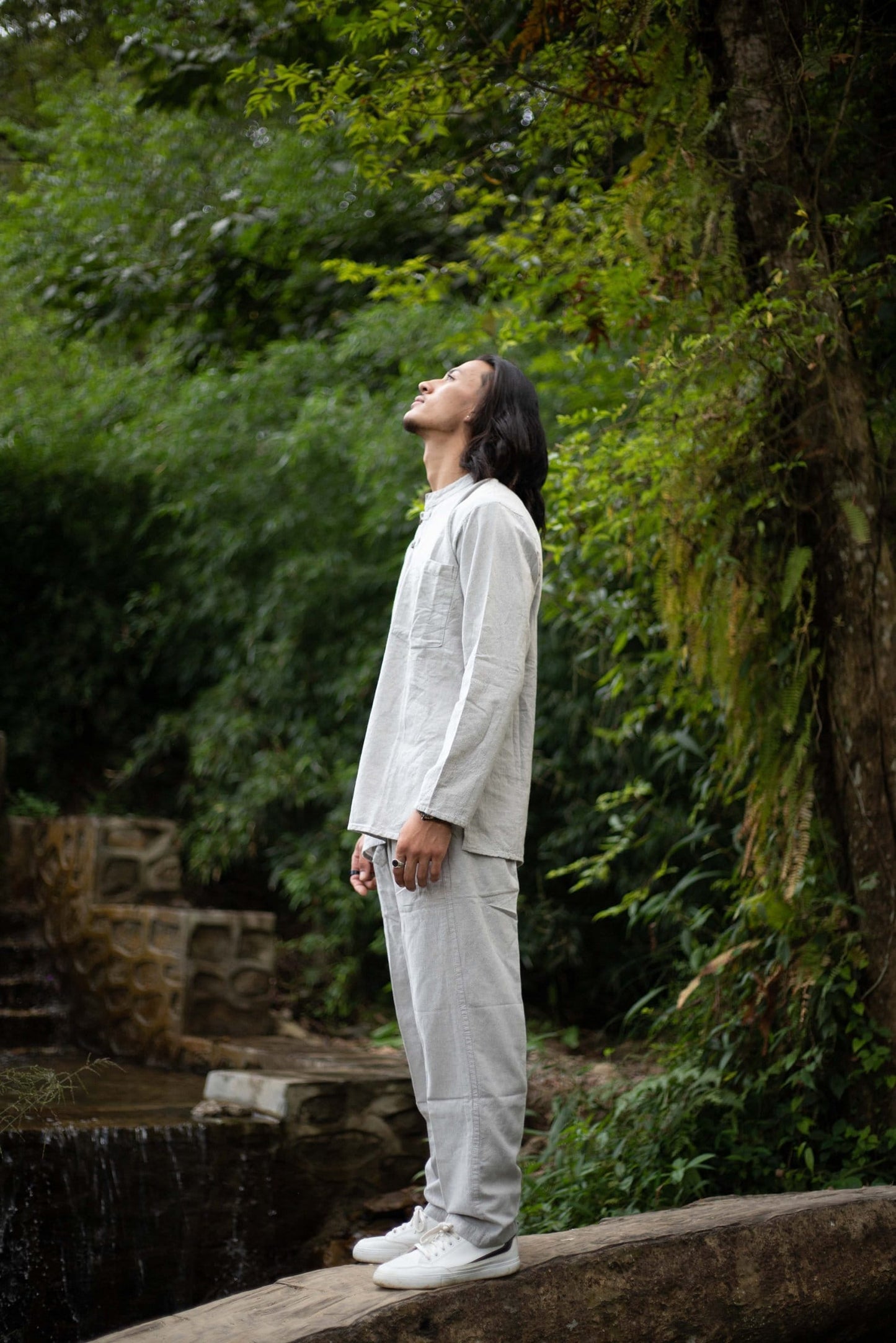 Hemp Cotton Trouser Set: Nepalese Stone Washed Kurta Shirt