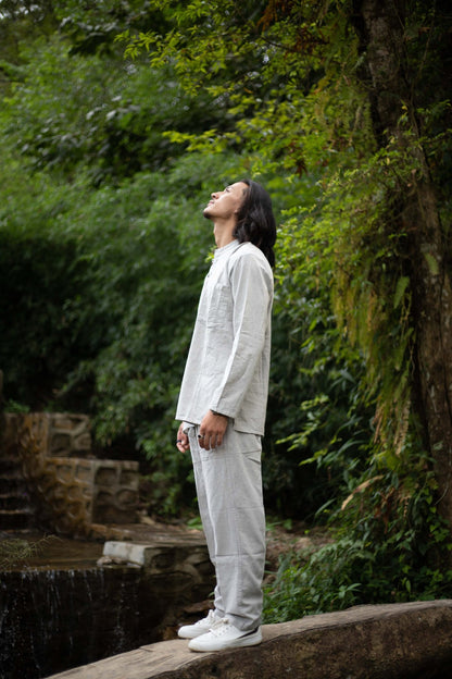 Hemp Cotton Trouser Set: Nepalese Stone Washed Kurta Shirt