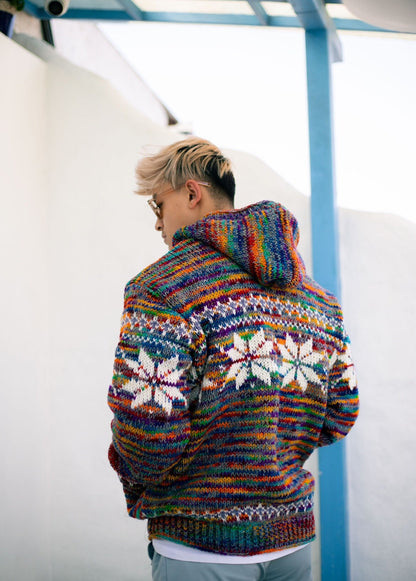 Handmade Wool Fleece Lined Hoodie: Nepali Knitted Winter Jacket