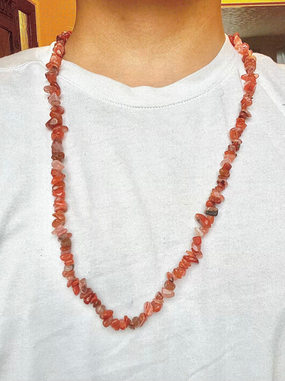 Handcrafted Crystal Stone Necklace: Agate, Rutile, Jasper, Moonstone, Carnelian