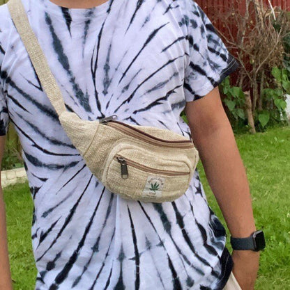 Handmade Hemp Fanny Pack: Festival Waist Bag with Adjustable Belt