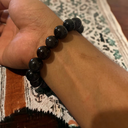 Handcrafted Rainbow Obsidian Bracelet: Gemstone Elegance