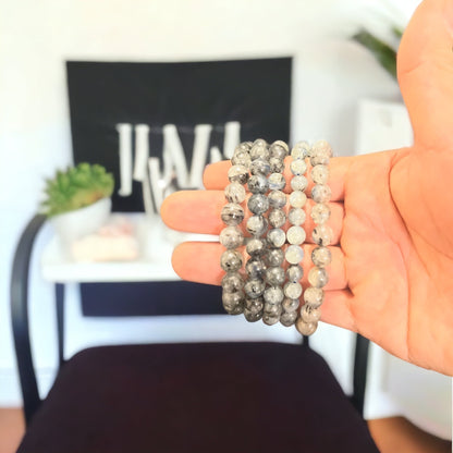 Handmade Crystal Beaded Bracelet - Moonstone, Amethyst, Rainbow Rutile