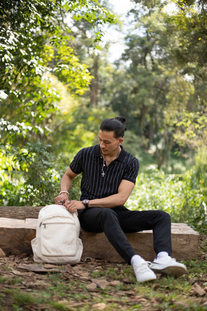 Handmade Hemp Backpack: Eco-Friendly Travel Bag, Fits 15-inch Laptop