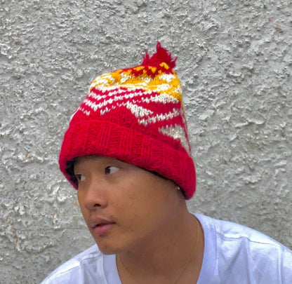 Hand-Knitted Chunky Cable Knit Beanie: Faux Fur Pom Pom, Winter Hat