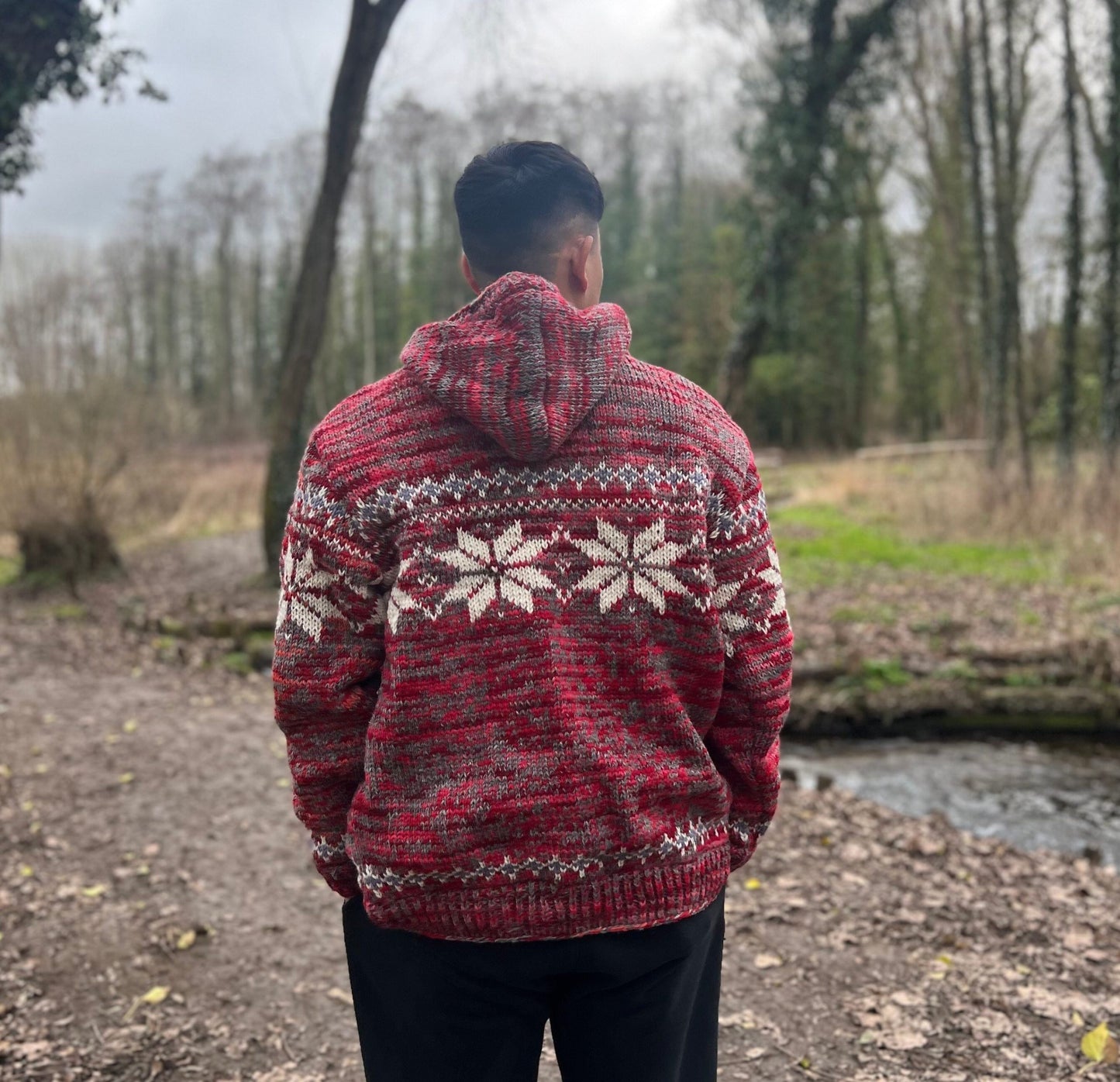 Handmade Wool Fleece Lined Knitted Jacket: Nepali Winter Hoodie