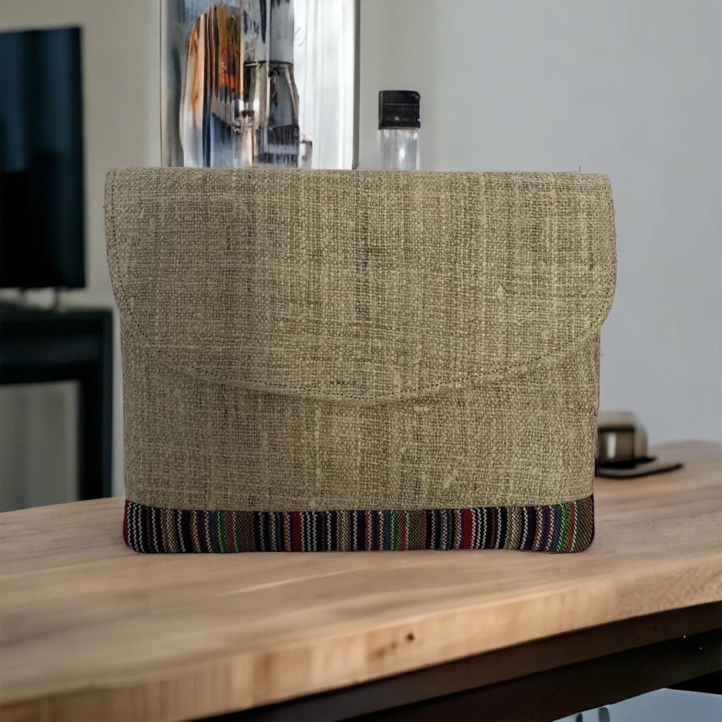 Eco-Friendly Handmade 13.5 Inch Hemp Laptop Case Bag for Travel - Handcrafted in Nepal.
