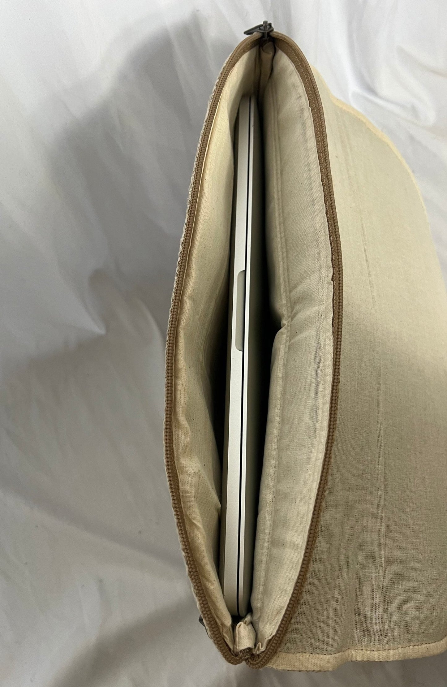 Eco-Friendly Handmade 13.5 Inch Hemp Laptop Case Bag for Travel - Handcrafted in Nepal.