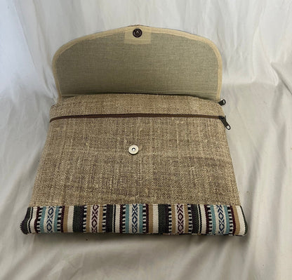 Eco-Friendly Handmade 13.5 Inch Hemp Laptop Case Bag for Travel - Handcrafted in Nepal.
