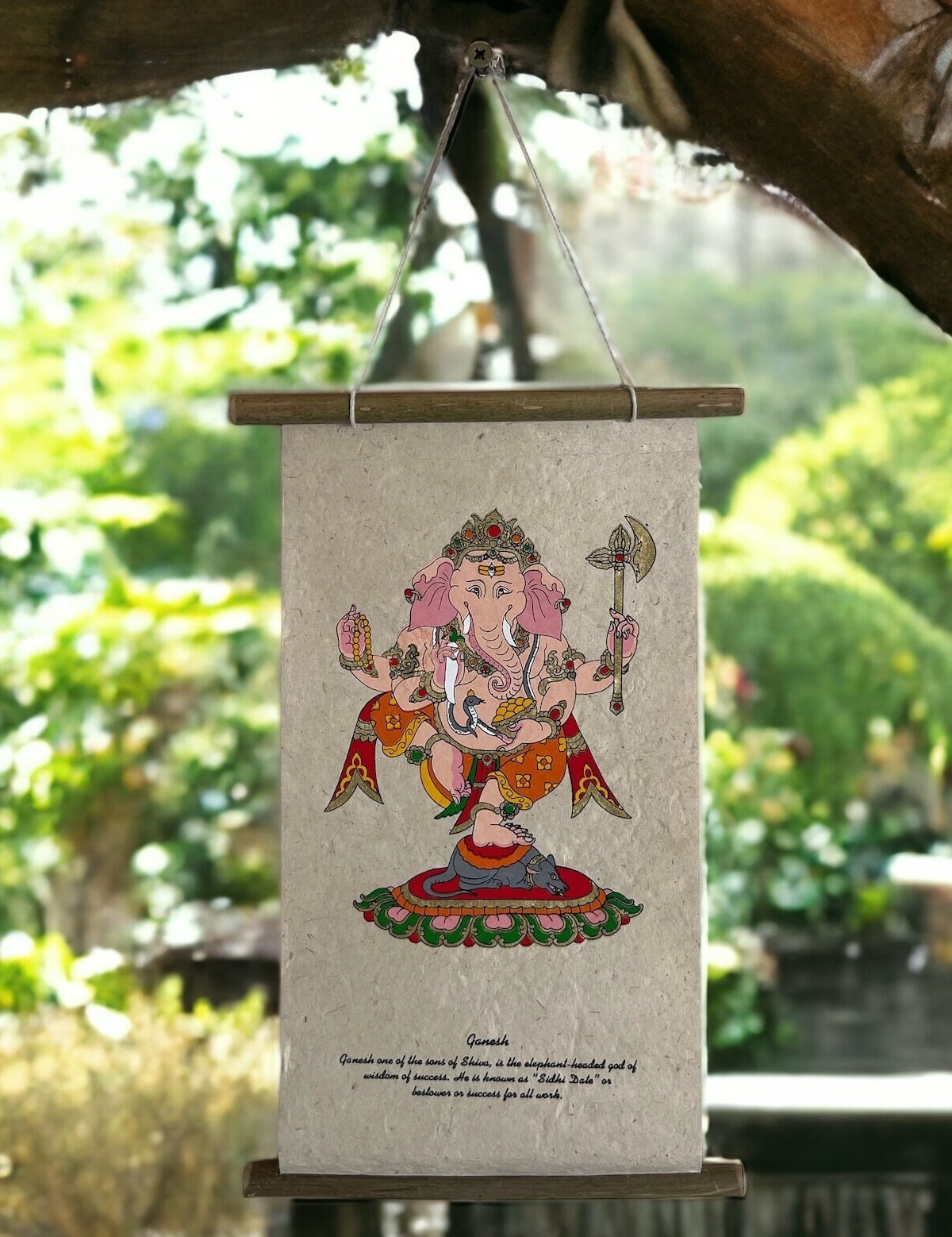 7 Chakra Wall Hanging, Lokta Paper Scroll, Boho Yoga Meditation Decor