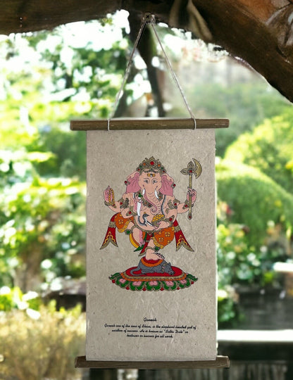 7 Chakra Wall Hanging, Lokta Paper Scroll, Boho Yoga Meditation Decor