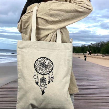 Handmade Organic Cotton Tote Bag: Fair Trade Hippie Festival Bag