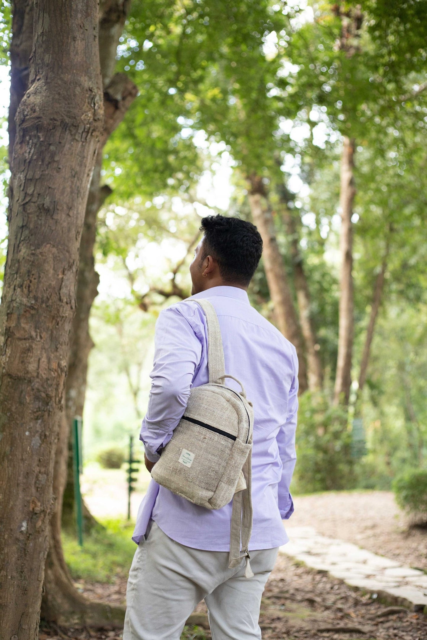 Handmade Mini Hemp Backpack: Small Festival Backpack with Zip Pockets