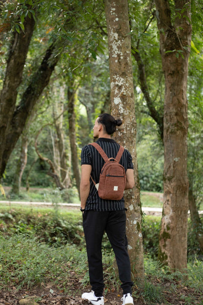 Handmade Mini Hemp Backpack: Small Festival Backpack with Zip Pockets