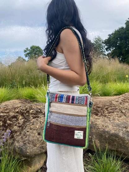 Boho Hemp Crossbody Bag: Handmade 5-Pocket Mini Purse