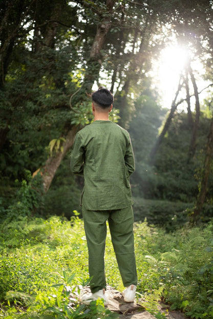 Hemp Cotton Trouser Set: Nepalese Stone Washed Kurta Shirt
