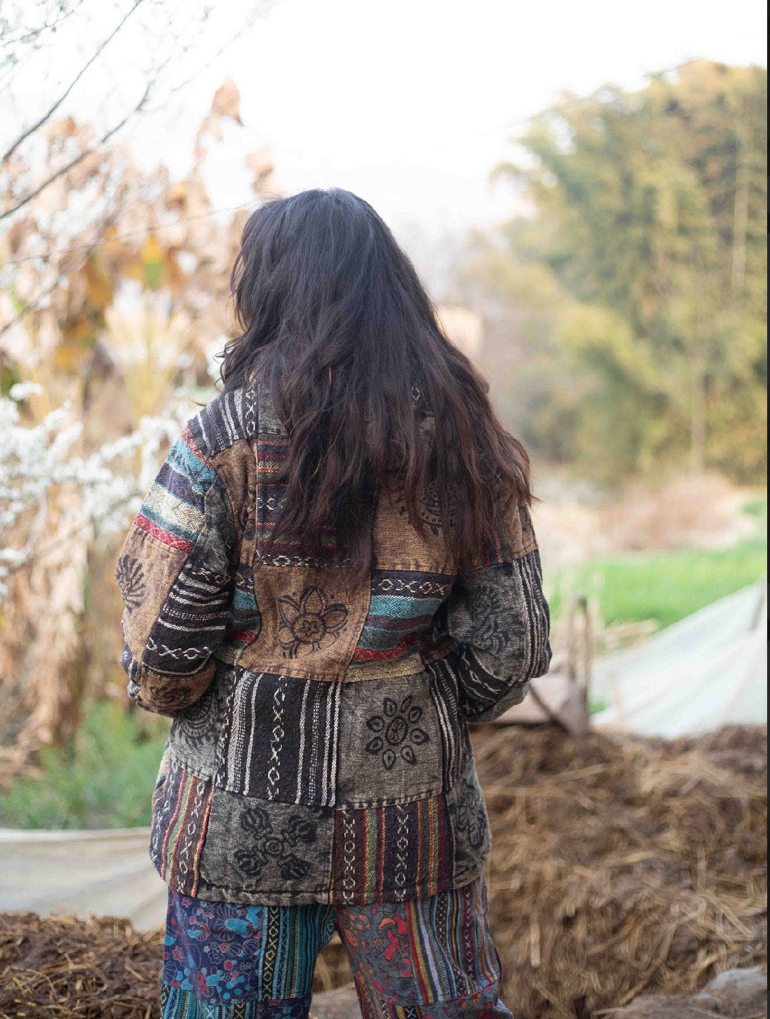 Unisex Patchwork Fleece Hoodie: Handmade Himalayan Cotton Jacket