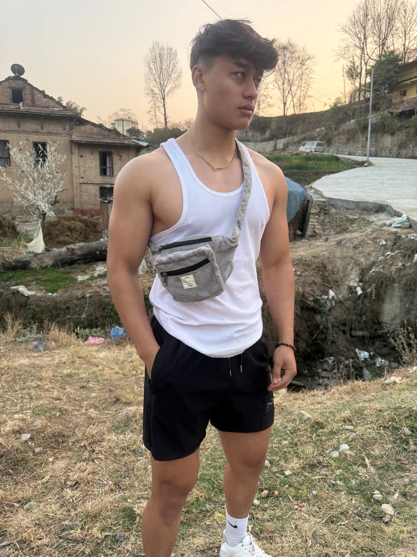 Recycled Corduroy Fanny Pack: Holiday Chest Bag