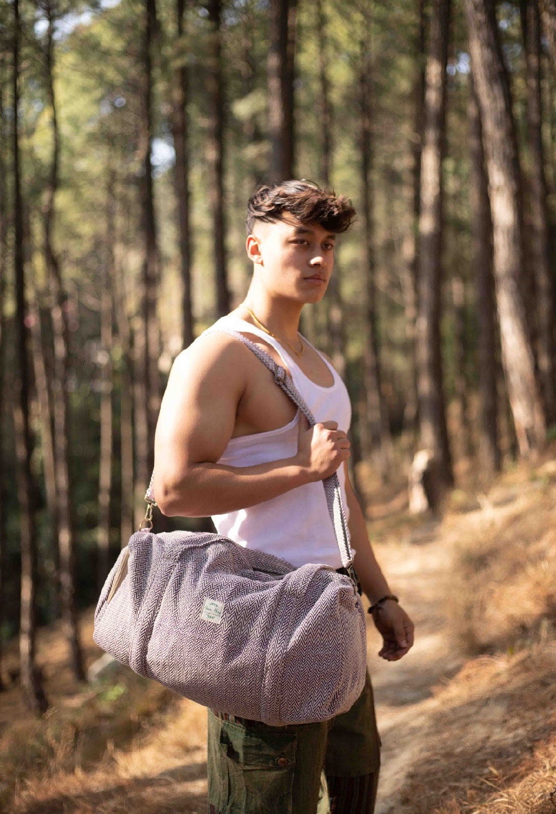 Pure Cotton Duffel Bag: Handmade Travel Holdall