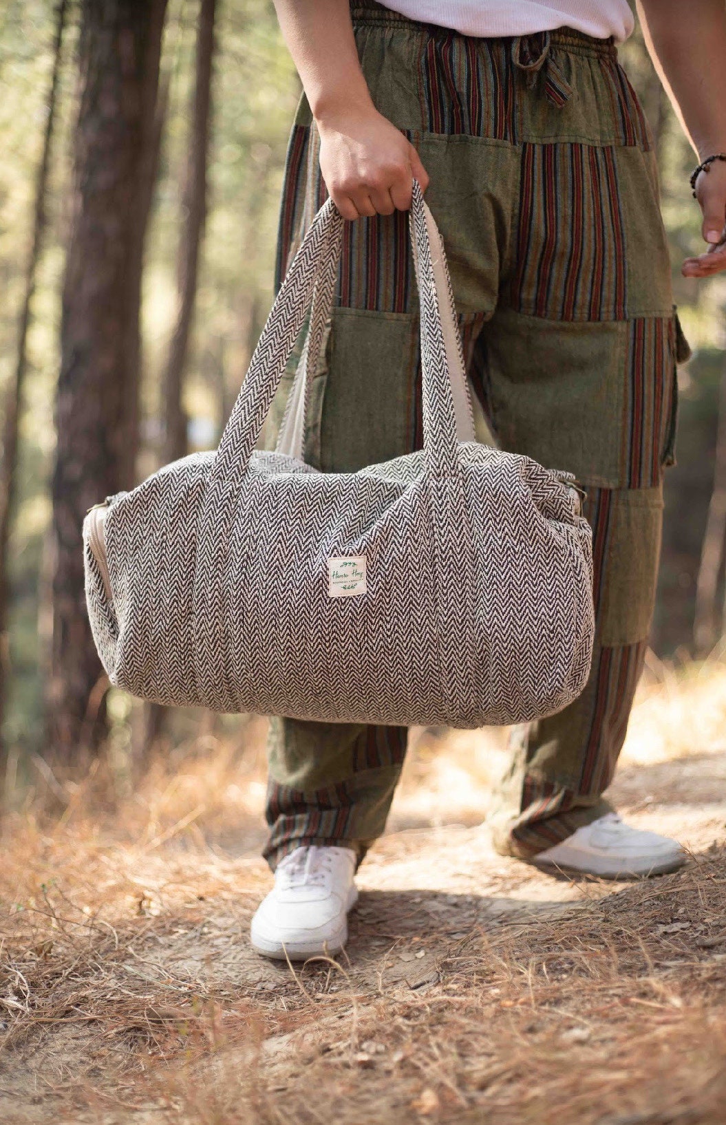 Pure Cotton Duffel Bag: Handmade Travel Holdall