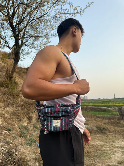 Handwoven Cotton Bum Bag: Eco-Friendly Hippie Festival Bag