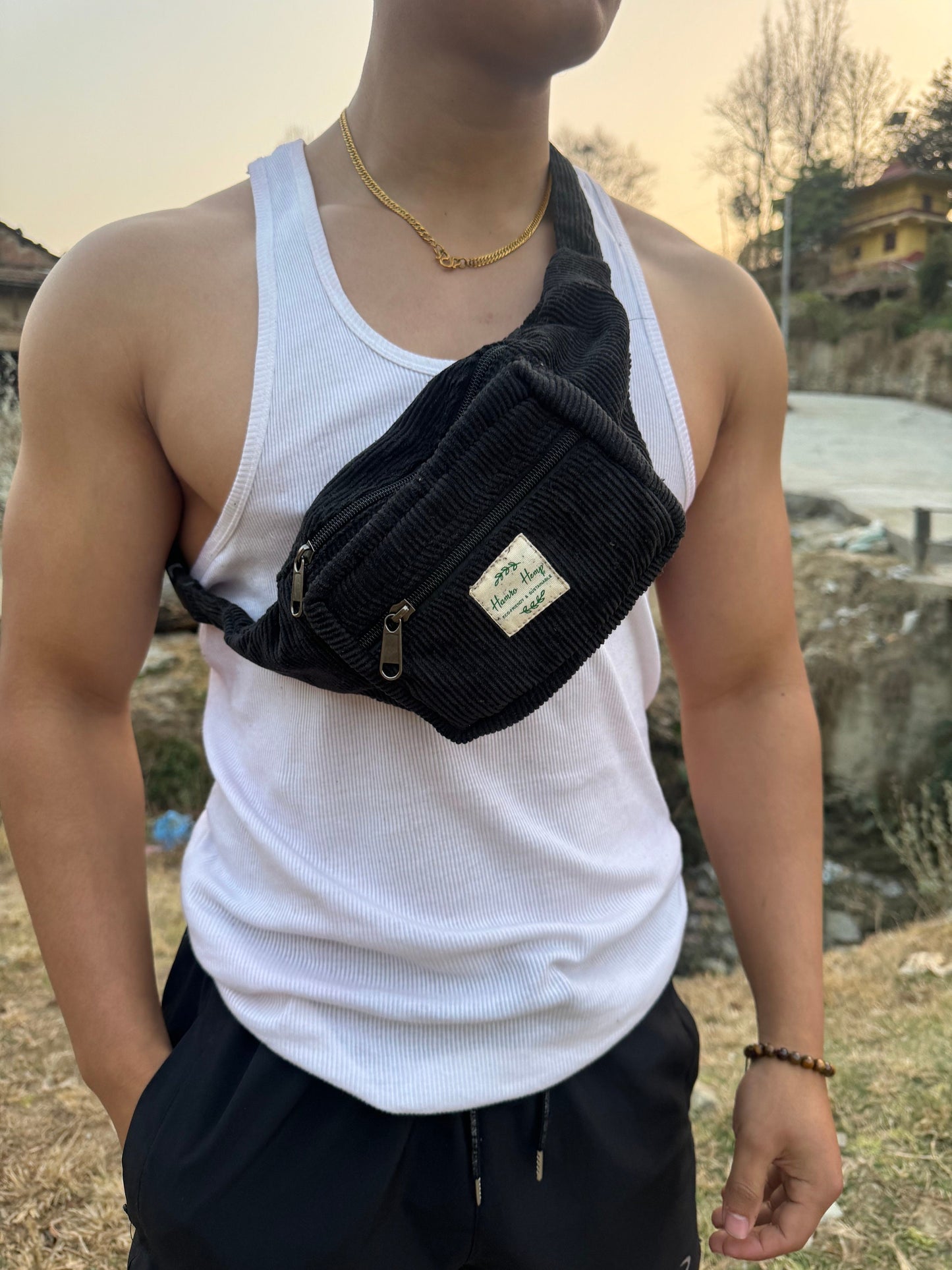 Recycled Corduroy Fanny Pack: Holiday Chest Bag