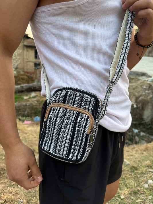 Boho Himalayan Cotton Crossbody Bag: Eco-Friendly Mini Purse