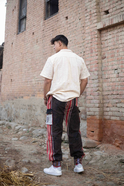 Handwoven Himalayan Cotton Cargo Trousers: Eco-Friendly Hippie Pants