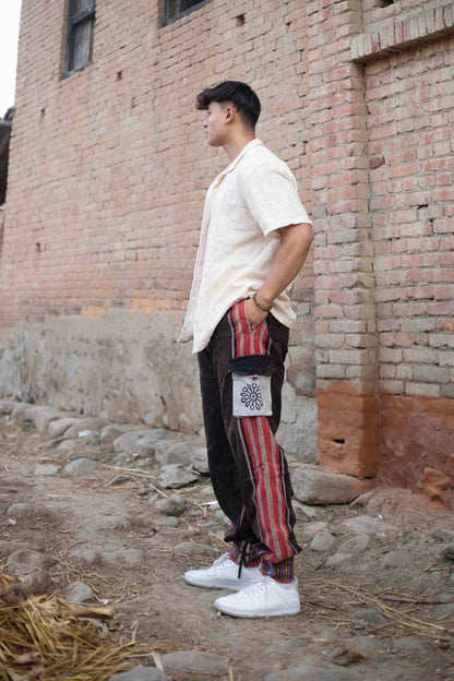 Handwoven Himalayan Cotton Cargo Trousers: Eco-Friendly Hippie Pants