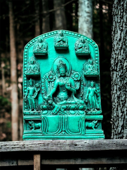 Exquisite Buddha and Green Tara Resin Statue: Handcrafted Beauty for Spiritual Serenity