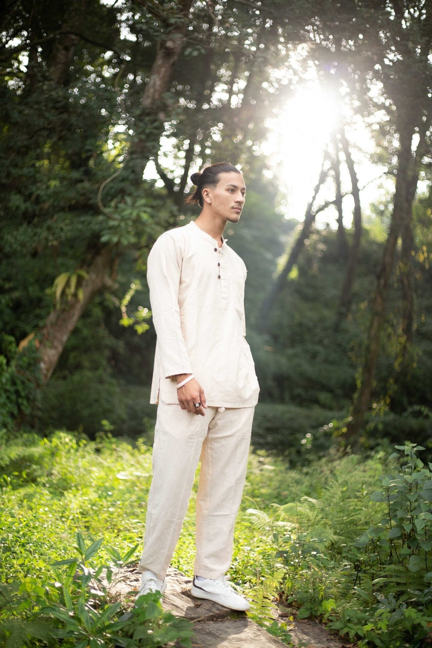 Hemp Cotton Trouser Set: Nepalese Stone Washed Kurta Shirt