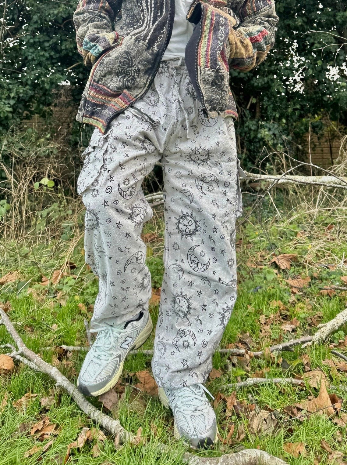 Unisex Sun & Moon Hippie Pants: Festival Cotton Trousers